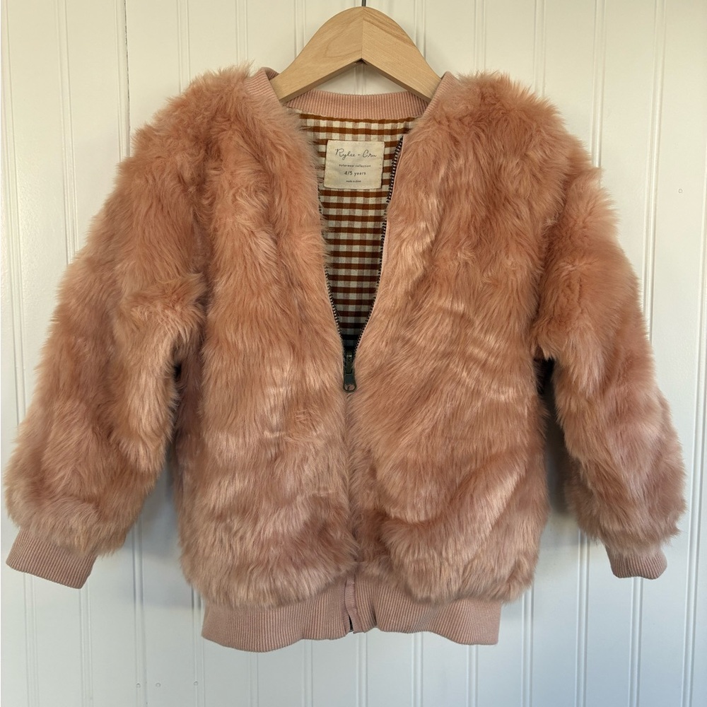 Rylee + Cru Blush Faux Fur Kids Reversible Jacket